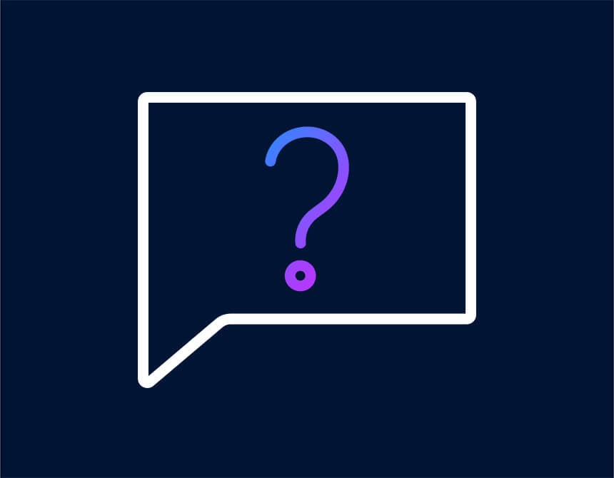Question mark inside a speech bubble icon.