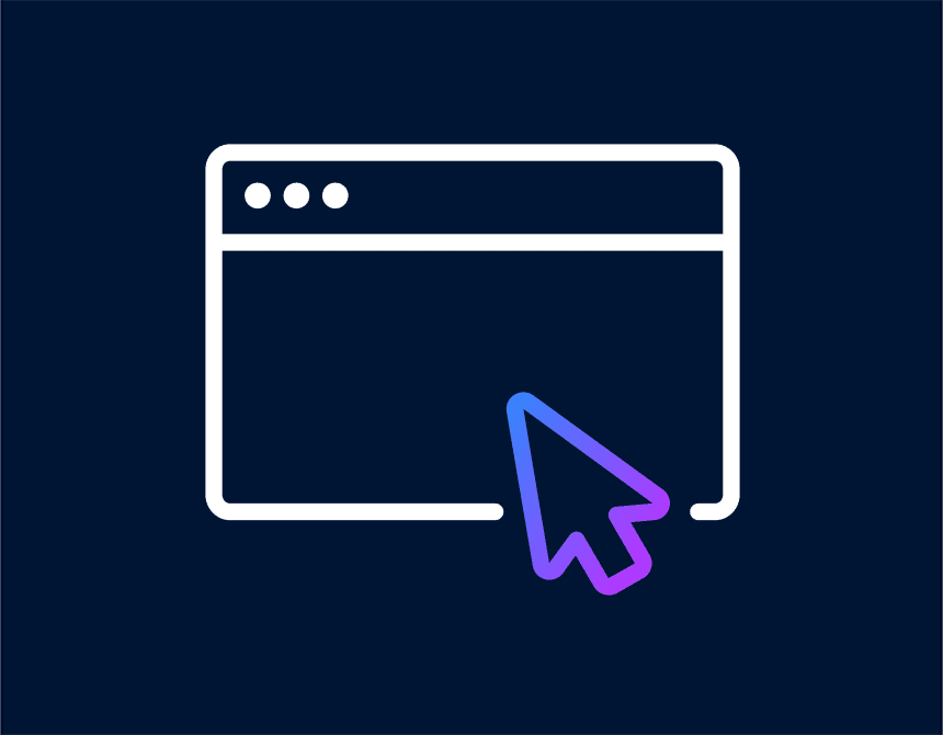 Icon of browser with arrow.