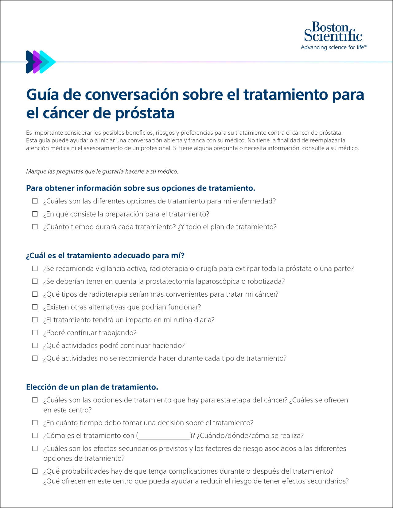 Spanish SpaceOAR™ Treatment Discussion Guide thumbnail.